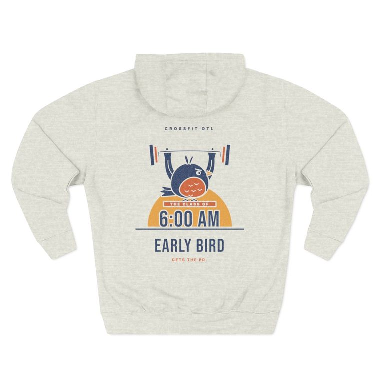 Early Bird hoodie, back view