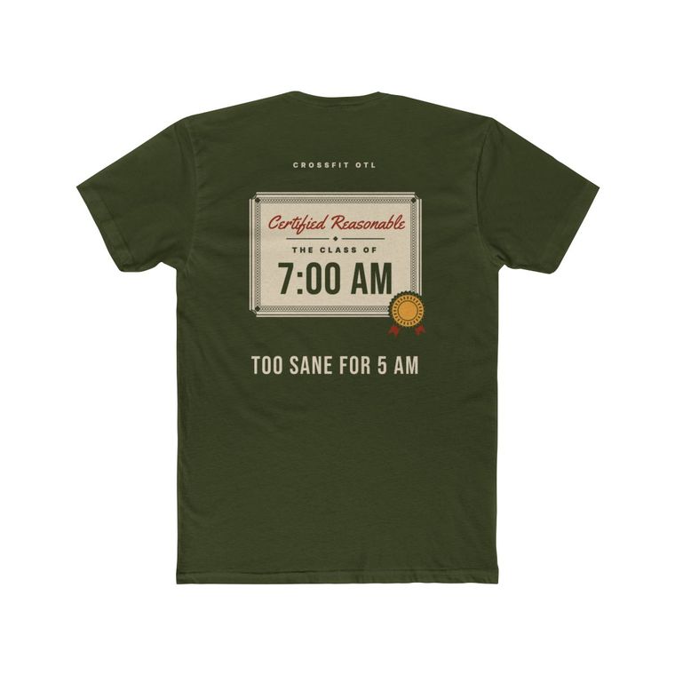 Too Sane For 5 AM tee, back view