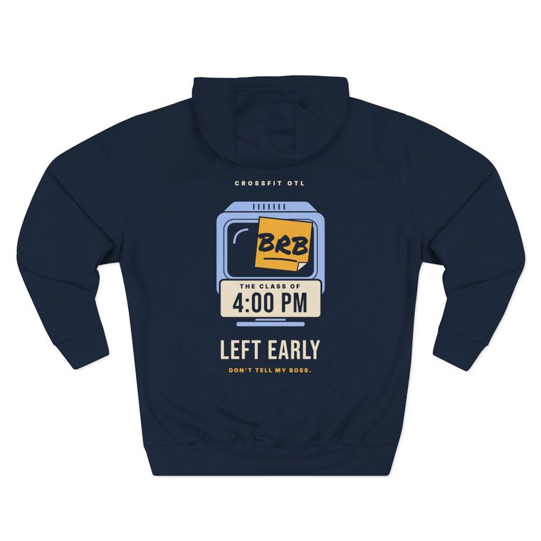 Left Early hoodie, back view